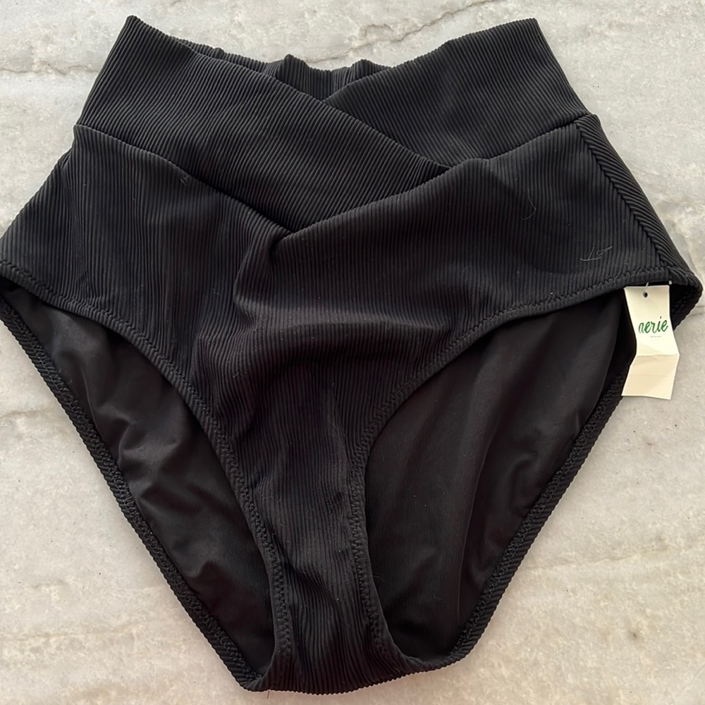 Aerie Ribbed Crossover High Waisted Bikini Bottom